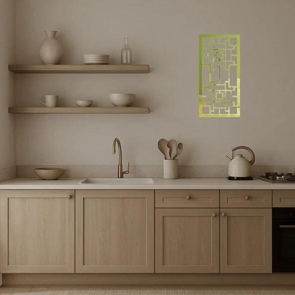 Şık Çiçek Desenli Dekoratif Altın Aynalı Tablo - Resim 3