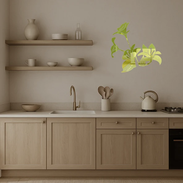 Renkli Çiçek Desenli Dekoratif Altın Aynalı Tablo - Resim 3