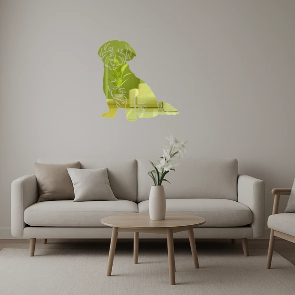 Sevimli Köpek Figürlü Dekorasyon Altın Aynalı Tablosu ürün görseli