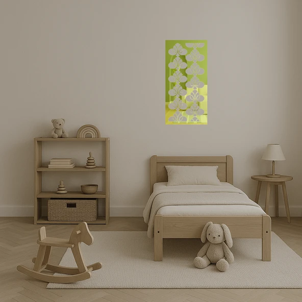 Minimalist Çiçek Desenli Altın Aynalı Tablolar - Resim 4