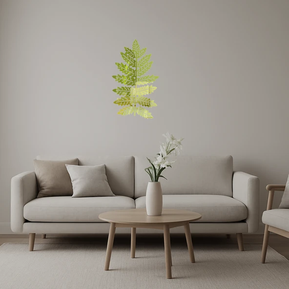 Minimalist Yaprak Tasarımlı  İç Mekan Altın Aynalı Tablo ürün görseli