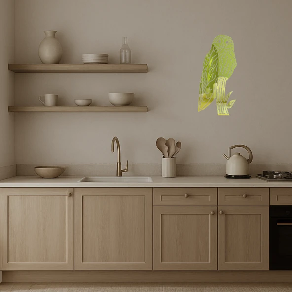 Baykuşlu Dal Dekoratif Altın Aynalı Tablo - Resim 3