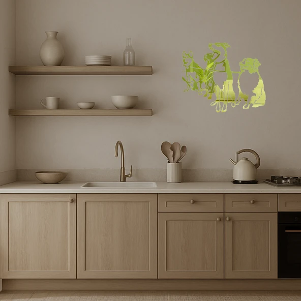 Köpek Yüzleri Dekoratif Altın Aynalı Tablo Seti - Resim 3