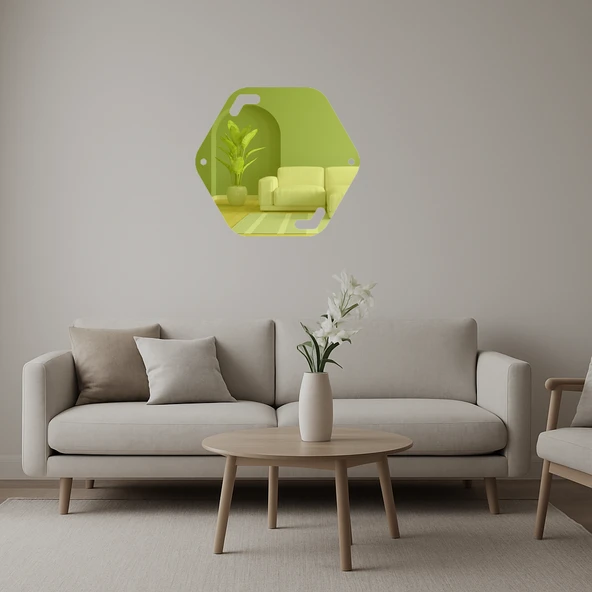 Vintage Çiçek Desenli  Dekoratif Altın Aynalı Tablo ürün görseli