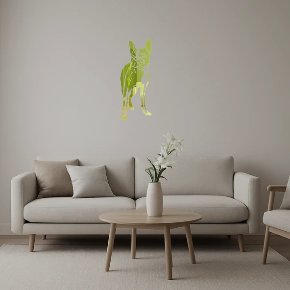 Komik Köpek Dekoratif Altın Aynalı Tablo