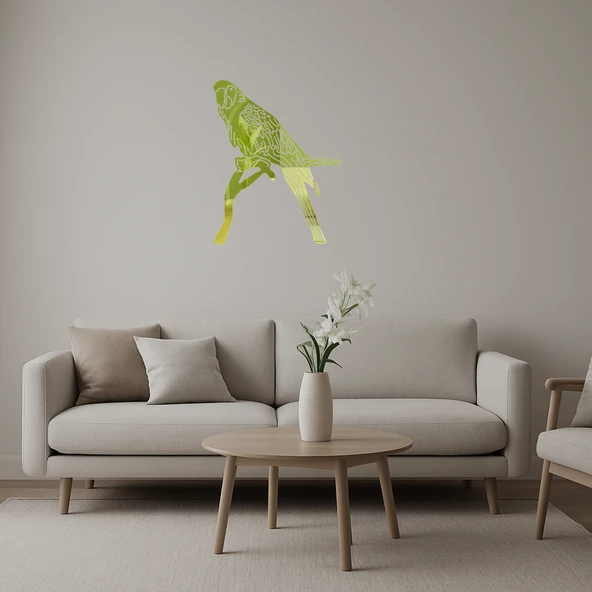 Tropikal Macaw Papağan Dekoratif  Altın Aynalı Tablo ürün görseli