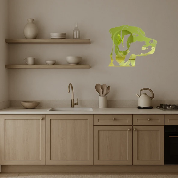 Minimalist Köpek Yüzü  Altın Aynalı Tablosu - Resim 3