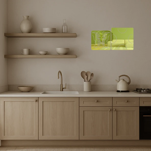 Kelebek Esintisi  Dekoratif Altın Aynalı Tablo - Resim 3