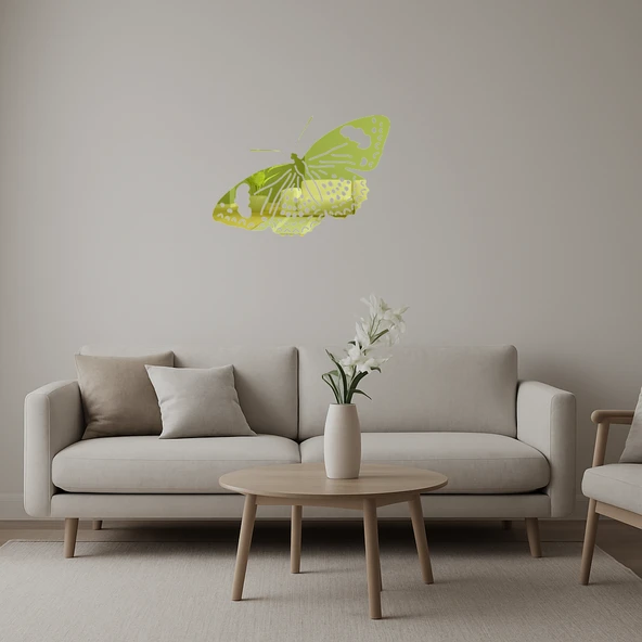 Kelebek Figürlü Zarif Dekor Altın Aynalı Tablosu ürün görseli