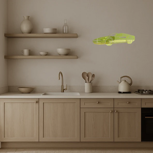 Retro Muscle Car Dekoratif Altın Aynalı Tablo - Resim 3