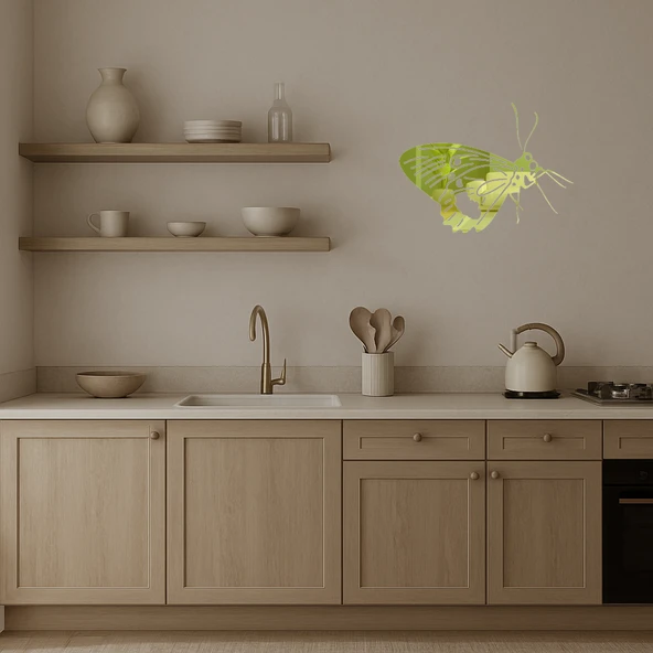 Kelebek Tasarımlı Dekoratif Sanat Altın Aynalı Tablosu - Resim 3