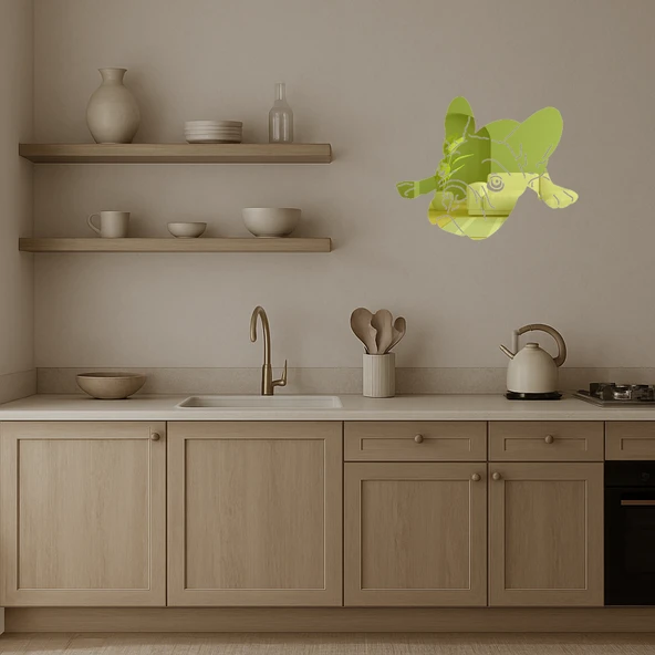 Detaylı Köpek Yüzü Dekoratif Altın Aynalı Tablo - Resim 3