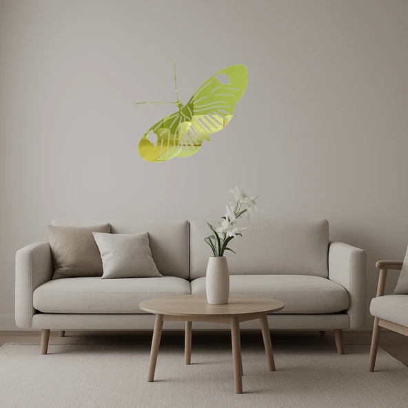 Renkli Kelebek Dekoratif Altın Aynalı Tablo ürün görseli