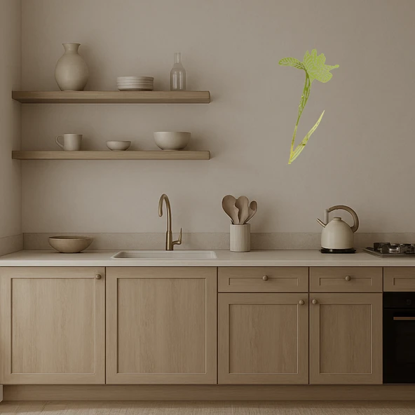 Abstrakt Çiçek Desenli Dekoratif Altın Aynalı Tablo - Resim 3