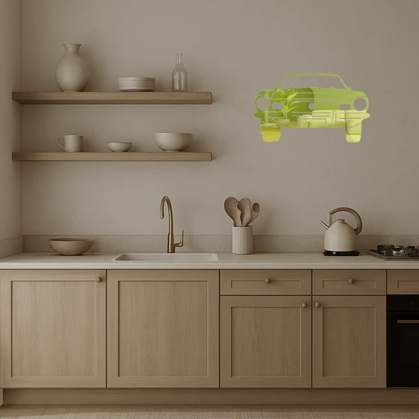 Klasik Tarz Muscle Car  Altın Aynalı Tablo - Resim 2