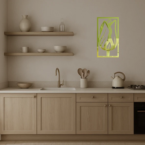 Çiçek Desenli Dekoratif Duvar Altın Aynalı Tablosu - Resim 3