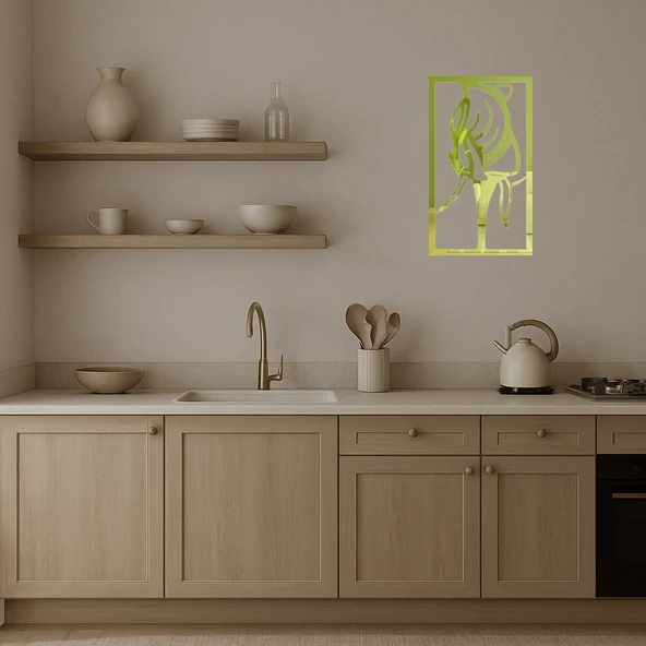 Zarif Çiçek Motifli Dekoratif Altın Aynalı Tablo - Resim 2