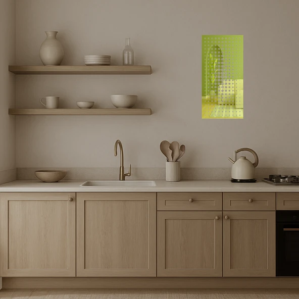 Geometrik ve Çiçek Desenli  Dekoratif Altın Aynalı Tablo - Resim 3