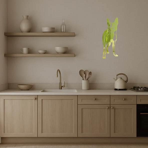 Komik Köpek Dekoratif Altın Aynalı Tablo - 3