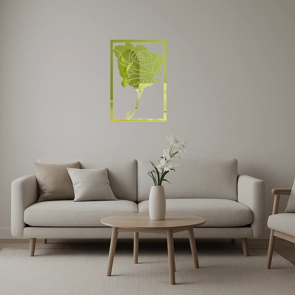 Modern Çiçek Desenli Dekoratif Altın Aynalı Tablo ürün görseli