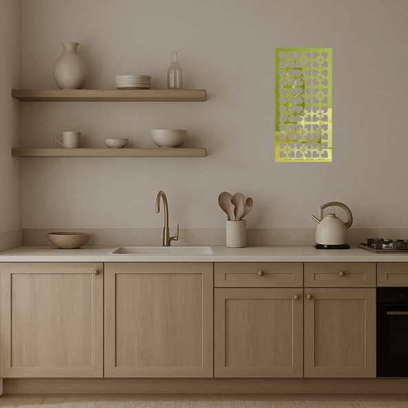 Modern Çiçek Motifli  Duvar Altın Aynalı Tablosu - Resim 3