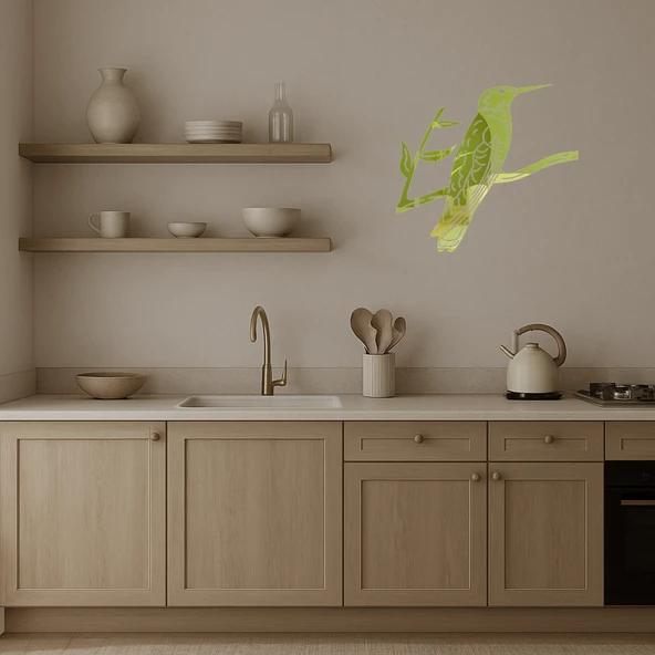 Daldaki Sinek Kuşu Altın Aynalı Tablosu - Resim 3