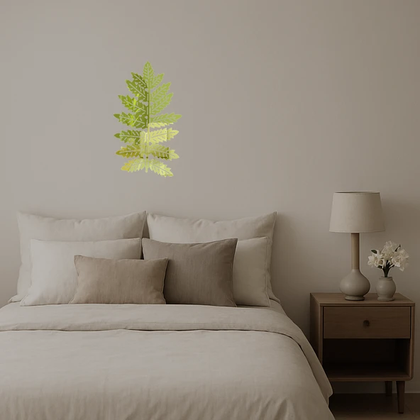 Minimalist Yaprak Tasarımlı  İç Mekan Altın Aynalı Tablo - Resim 2