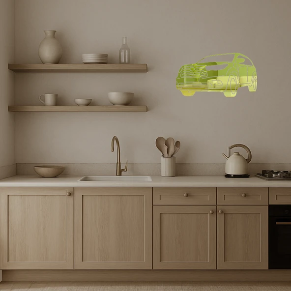 Dinamik Spor Araba Tasarımlı  Duvar Altın Aynalı Tablosu - Resim 3