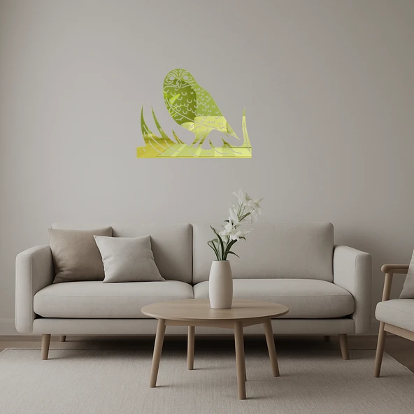 Florida Baykuşu Dekoratif Altın Aynalı Tablo ürün görseli