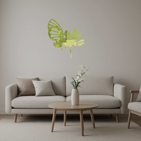 Geometrik Çiçek Desenli Dekoratif Altın Aynalı Tablo ürün görseli