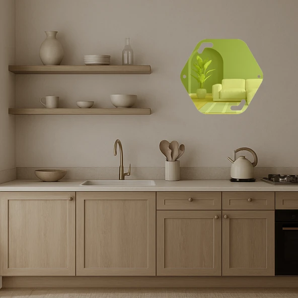 Vintage Çiçek Desenli  Dekoratif Altın Aynalı Tablo - Resim 3