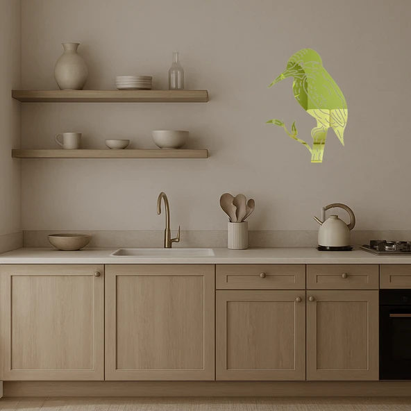 Renkli Yalıçapkını  Dekoratif Altın Aynalı Tablo - Resim 3