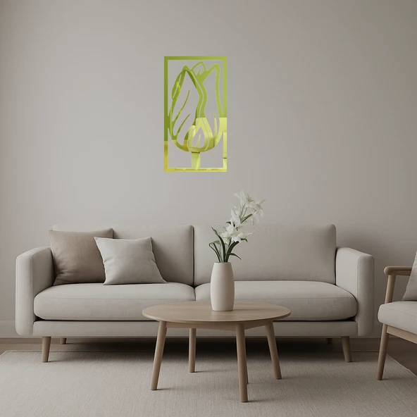 Çiçek Desenli Dekoratif Duvar Altın Aynalı Tablosu ürün görseli