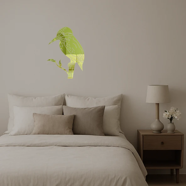 Renkli Yalıçapkını  Dekoratif Altın Aynalı Tablo - Resim 2