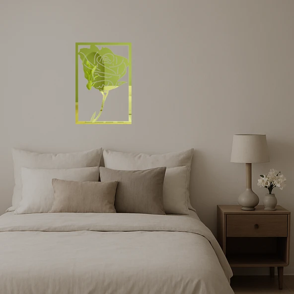 Modern Çiçek Desenli Dekoratif Altın Aynalı Tablo - Resim 2