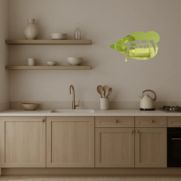 Vampir Dişleri Motifli Dekoratif  Altın Aynalı Tablo - Resim 2