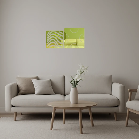 Minimalist Çizgiler İç Mekan Dekoratif Altın Aynalı Tablo ürün görseli