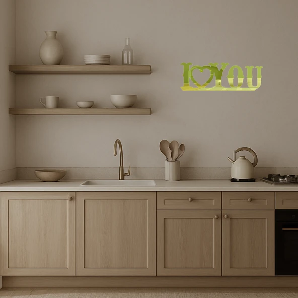 Kalp ve Sevgi Temalı Dekoratif Duvar Altın Aynalı Tablosu - Resim 3