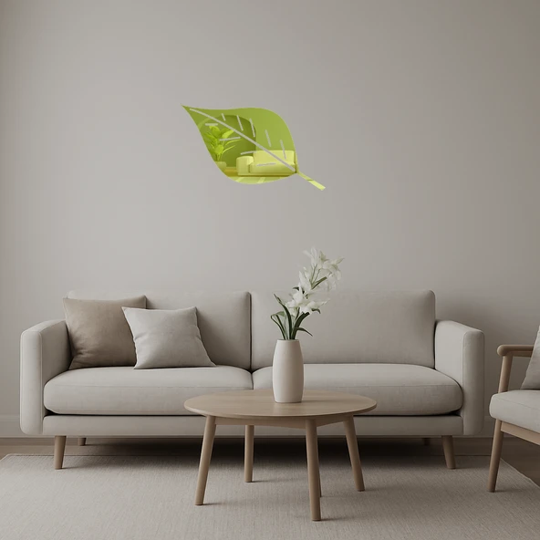 Yaprak Desenli Dekoratif Altın Aynalı Tablo ürün görseli