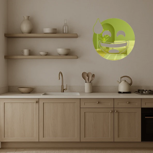 Terleyen Yüz Emojisi  Dekor Altın Aynalı Tablo - Resim 2