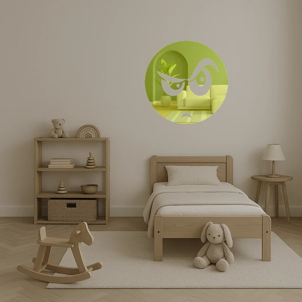 Kaş Kaldıran Emoji Dekoratif Altın Aynalı Tablo - Resim 3