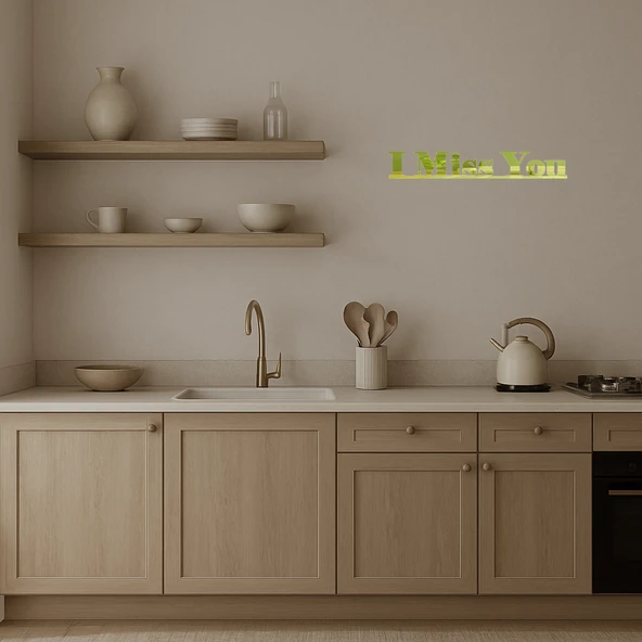 İç Mekan İçin 'I Miss You' Dekoratif  Altın Aynalı Tablo - Resim 3
