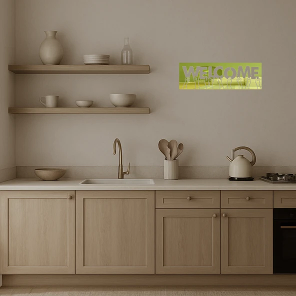 Ellerle Hoş Geldiniz Dekoratif  Altın Aynalı Tablo - Resim 3