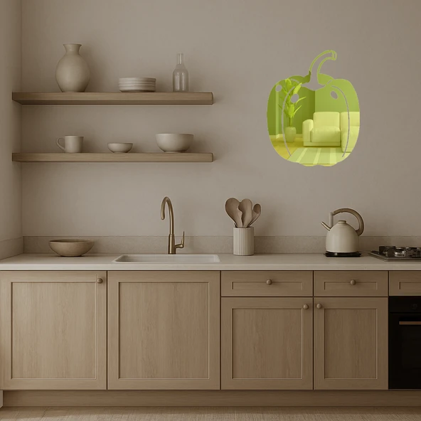 Biber ve Sebzeler Temalı  Dekoratif Altın Aynalı Tablo - 3