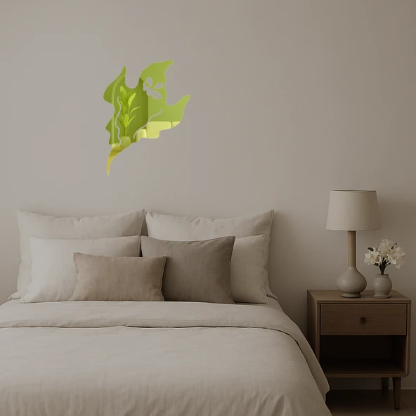 Sevimli Hayalet Desenli Dekoratif Altın Aynalı Tablo - Resim 2