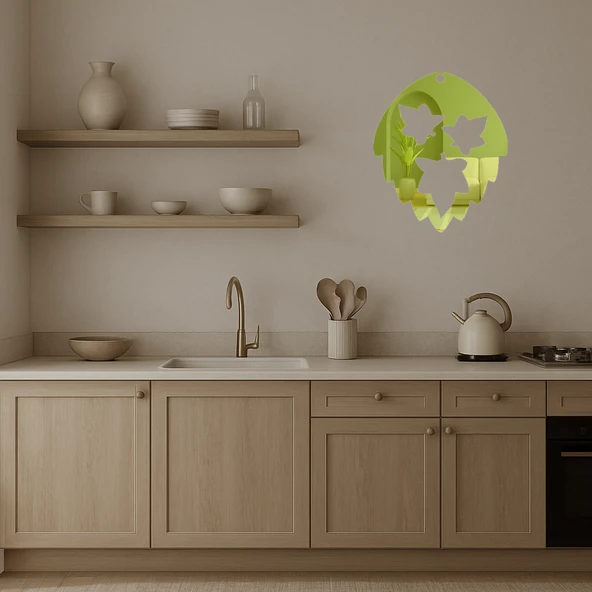 Ağaç Yapraklı  Dekoratif Duvar Altın Aynalı Tablosu - Resim 3