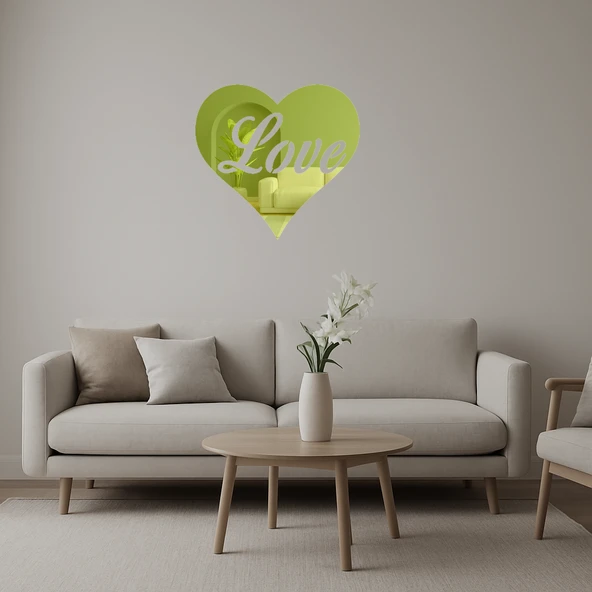 Aşk ve Kalp Desenli  Dekoratif Altın Aynalı Tablo ürün görseli