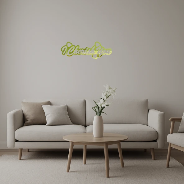 I Cherish You Romantik Dekor Altın Aynalı Tablosu ürün görseli