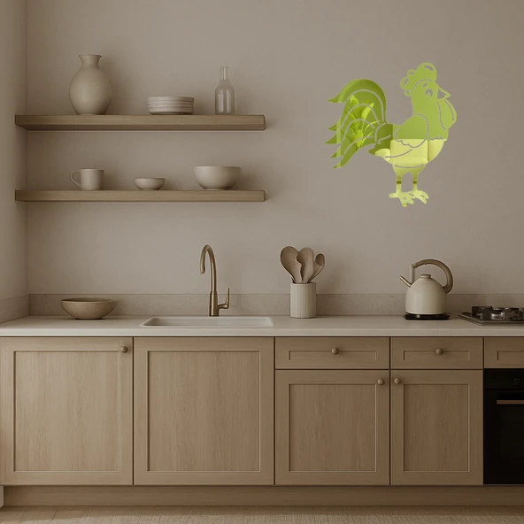 Tavuk Figürlü  Dekoratif Altın Aynalı Tablo - Resim 3