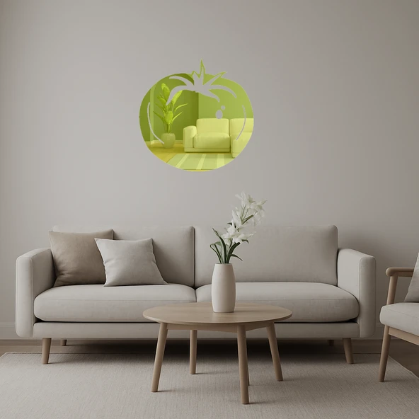 Taze Domates Motifli  Dekoratif Duvar Altın Aynalı Tablosu ürün görseli